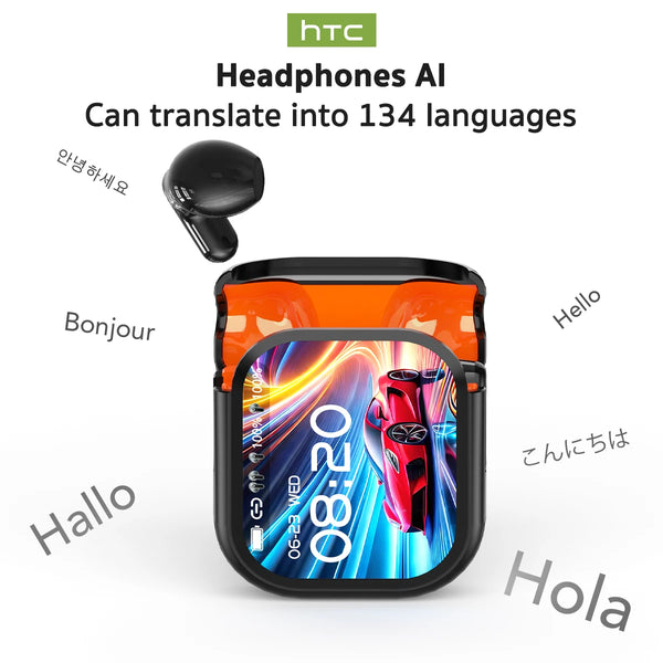 HTC NE20 AI Translator Earbuds - Smart Wireless Earphones with LCD Touch Screen...